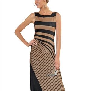 Soft Surroundings Black & Tan Striped Maxi Dress Size M 🎉HP🎉